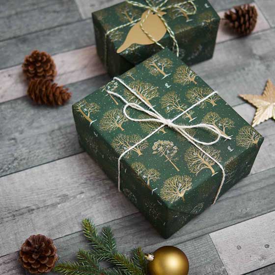 Winter trees recycled wrapping paper, 10 metres product photo side L
