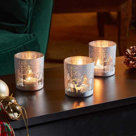 Winter wonderland tealight holders, set of three product photo default L