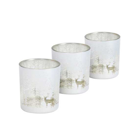 Winter wonderland tealight holders, set of three product photo side L