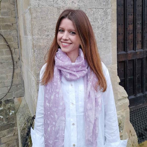 Woodland wonder RSPB recycled lilac scarf product photo back L