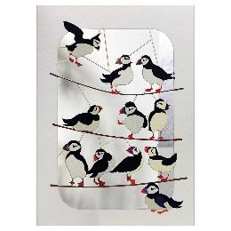 Puffins perching greetings card product photo