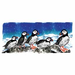 Aurora puffins Christmas cards, pack of 10 product photo