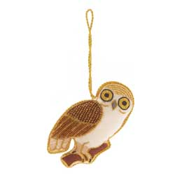 Hanging Barn Owl embroidered Christmas tree decoration product photo