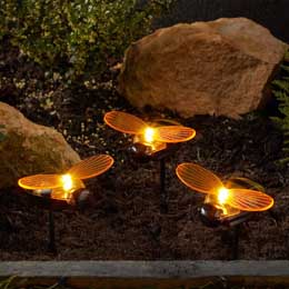 Bee solar ground lights, set of 3 product photo