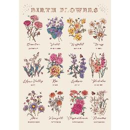 Birth flowers greetings card product photo