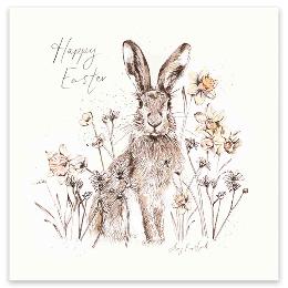 Hare and daffodils Easter card product photo