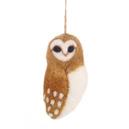Handmade Barn Owl felt decoration product photo