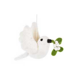Felt Dove with mistletoe Christmas tree decoration product photo