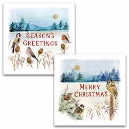 Festive field countryside Christmas cards, pack of 10 (2 designs) product photo