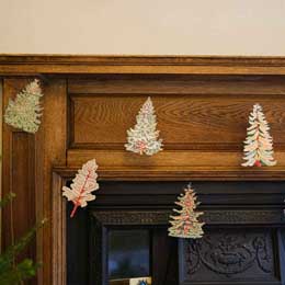 Hand-printed forest paper garland product photo