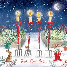 Four candles Christmas cards, pack of 10 product photo