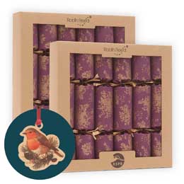 Fruits of the forest recycled crackers with wooden decorations, 2x boxes of six product photo