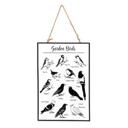 Garden birds glass hanging plaque product photo