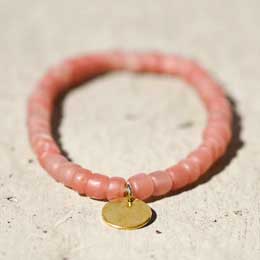 Garden glass beaded bracelet, pink product photo