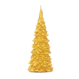 Recycled gold Christmas tree candle product photo