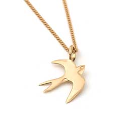 Swallow necklace 18ct gold vermeil by Blackbird Jewellery product photo