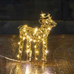 Gold wire LED lighted reindeer product photo