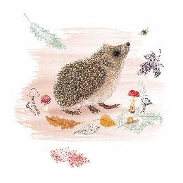 Hedgehog amongst the leaves greetings card product photo