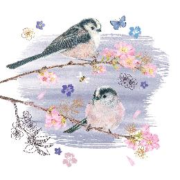 Long-tailed tits greetings card product photo