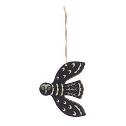 Hand-printed midnight blue Owl hanging decoration product photo
