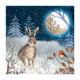 Moonlit Hare Christmas cards, pack of 10 product photo