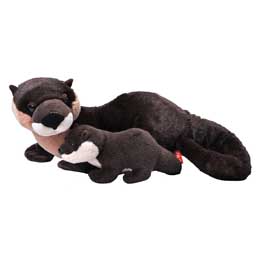 Plush otter soft toy mother and pup product photo