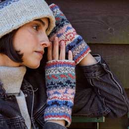 Fairisle wool fingerless gloves by Pachamama Knitwear product photo