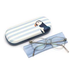 RSPB Puffin striped glasses case product photo