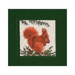 Red squirrel cross-stitch card kit product photo