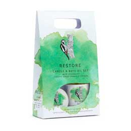 RSPB Restore bath oil gift set with candle product photo