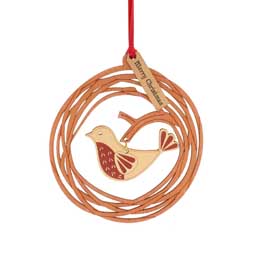 Robin in nest wooden Christmas tree decoration product photo