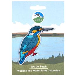 RSPB Kingfisher sew-on embroidered patch product photo