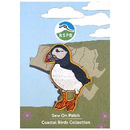 RSPB Puffin sew-on embroidered patch product photo