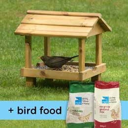 RSPB Roofed ground feeding table with bird food product photo