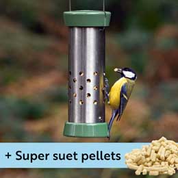 RSPB Ultimate easy-clean® cheater bird feeder, small & Super suet pellets - mealworm 1kg product photo