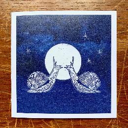 Snails in love linocut greetings card product photo