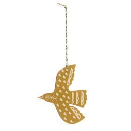 Hand-printed spring green Blackbird hanging decoration product photo
