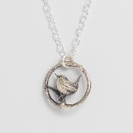 Sterling silver Wren necklace by Blackbird Jewellery product photo