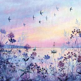 Sunset swifts greetings card product photo