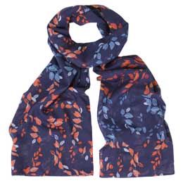 Swirling autumn leaves RSPB organic cotton scarf product photo