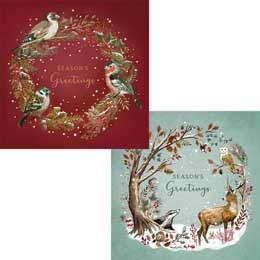 Woodland wreaths Christmas cards, pack of 10 (2 designs) product photo