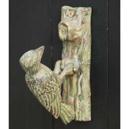 Woodpecker door knocker, cast iron product photo