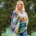 Abstract bird RSPB organic cotton scarf product photo side T