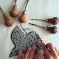 Hand-printed spring green Blackbird hanging decoration product photo front T
