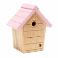 RSPB Cabin nest box, dusty pink product photo front T