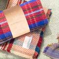 Check 100% recycled wool throw blanket - Tweedmill product photo side T