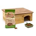 RSPB Classic hedgehog starter kit with house, food & bowl product photo default T