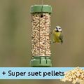 RSPB Classic easy-clean® small suet pellet and peanut feeder with 1kg Super suet pellets  - mealworm product photo default T