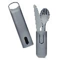 Recycled plastic travel cutlery set by EKU product photo side T