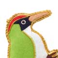 Hanging green woodpecker embroidered Christmas decoration product photo side T